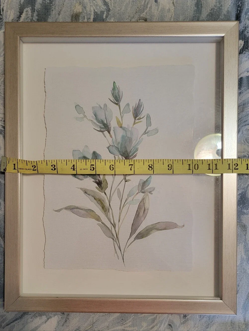 New Framed Botanical Watercolor Wall Art in Light Blue and Green